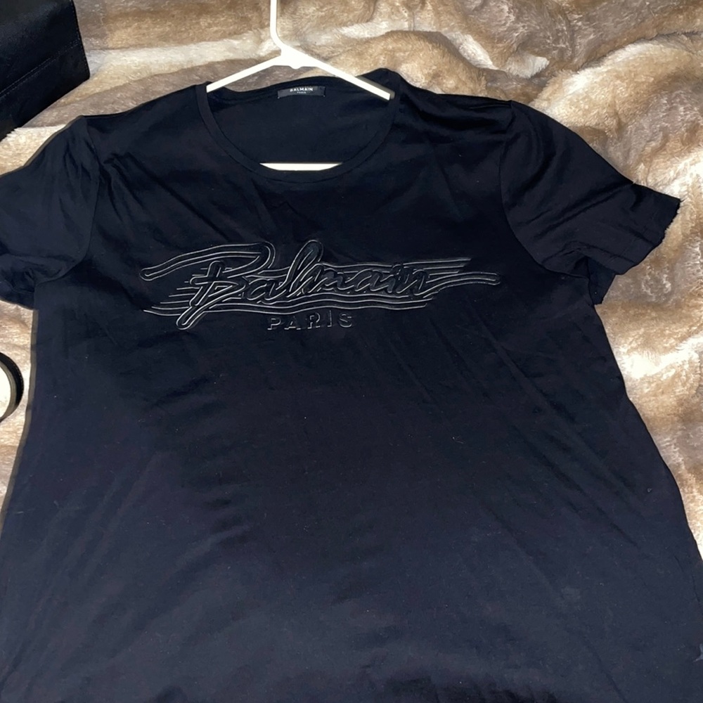 Black Balmain T-shirt with Velvet logo printed